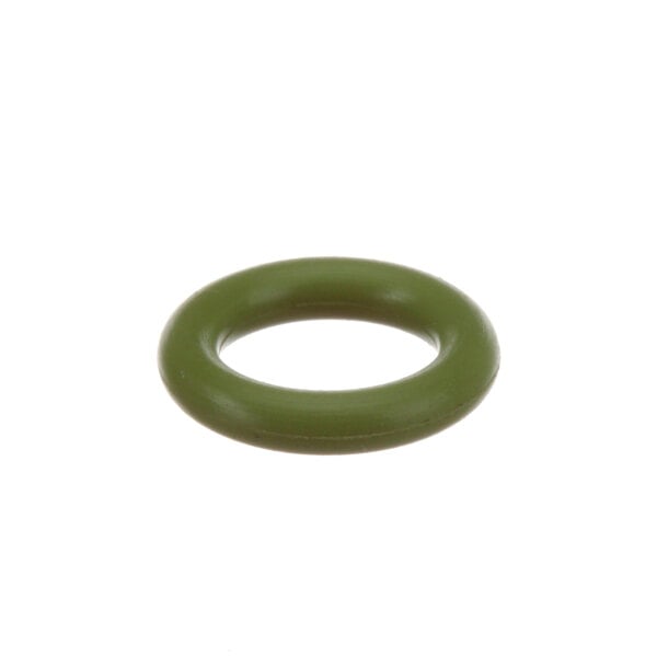 A green round O-ring on a white background.