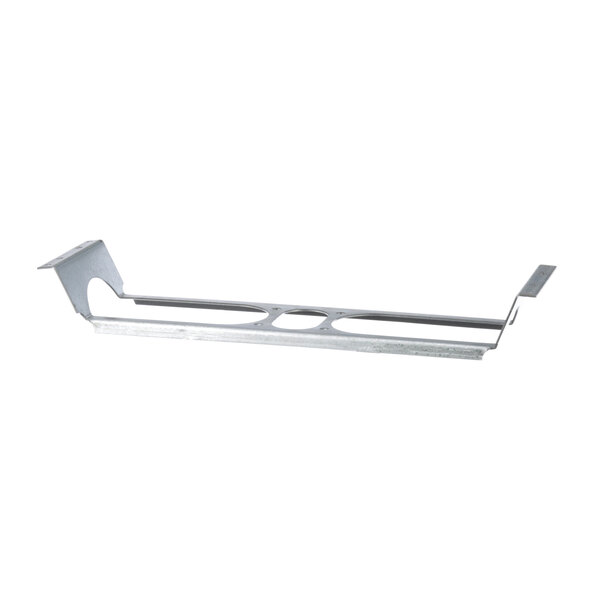 A metal plate with a metal frame and four holes on it.