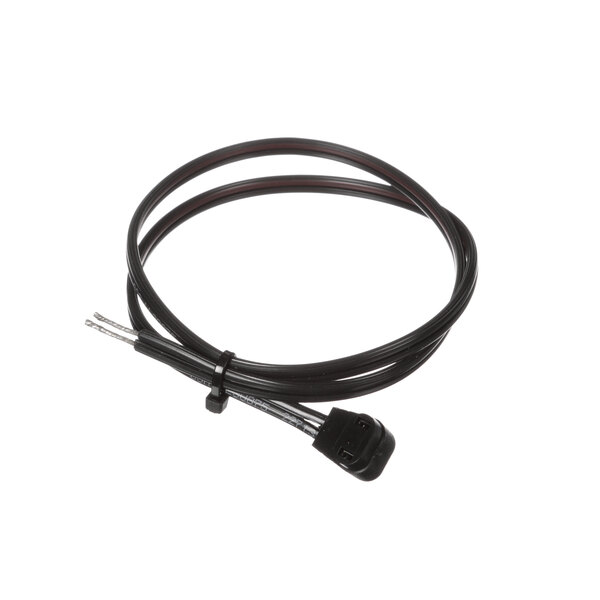 A black cable with a white connector.