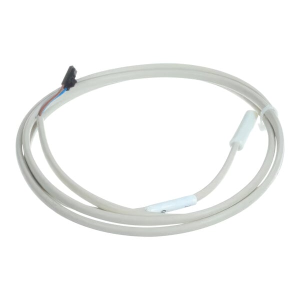 A white cable with a black connector and a black and blue wire connected to a Multiplex 2186900 Ntc Thermistor.