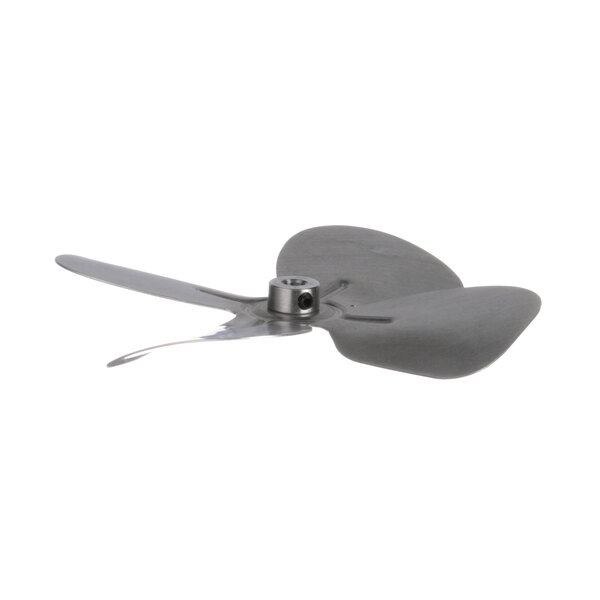 A close-up of an Alliance holding cabinet fan blade with a black propeller.