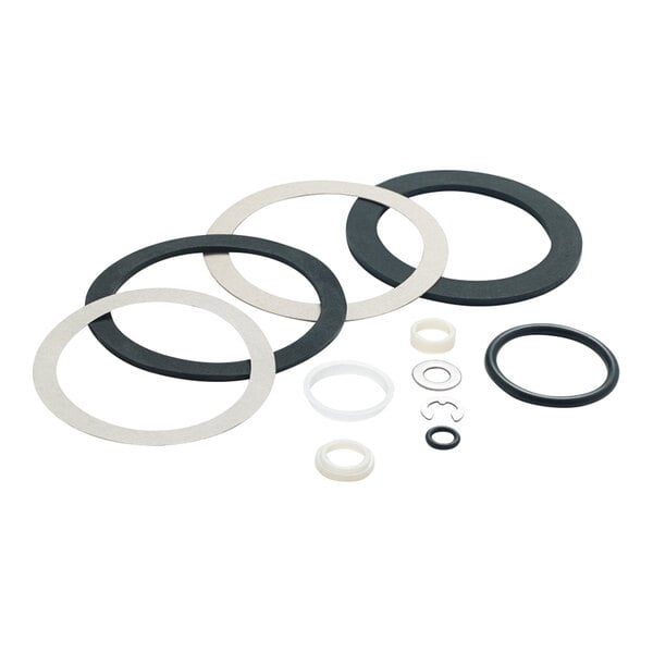 A gasket repair kit containing various sizes of rubber and fiber gaskets, O-rings, and washers.