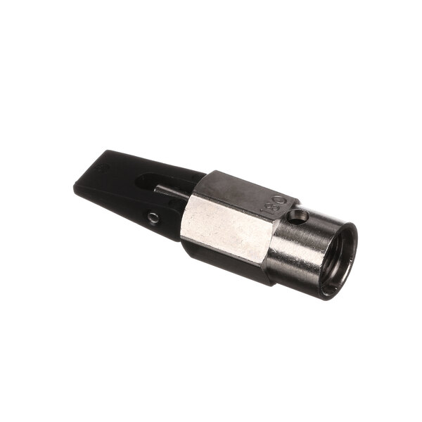 A close-up of a Natura pressure relief valve with a black and silver finish.