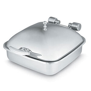 Square stainless steel chafing dish with hinged lid