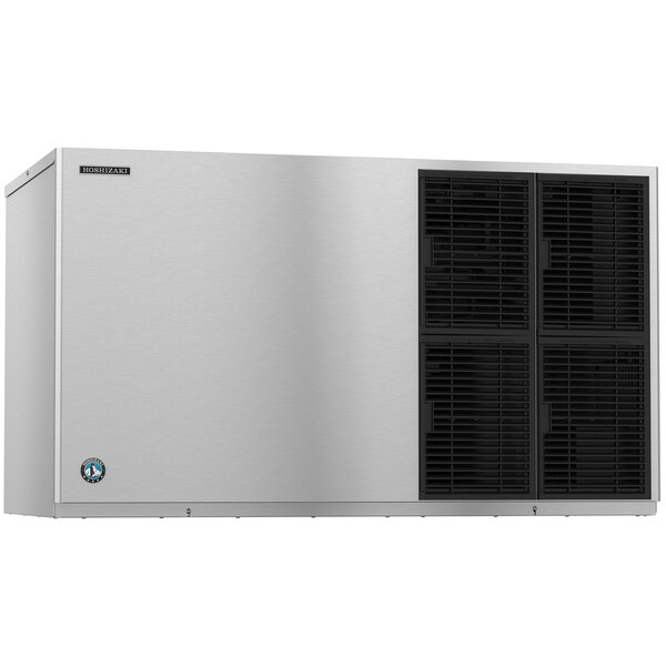 A silver Hoshizaki air cooled ice machine with black accents.