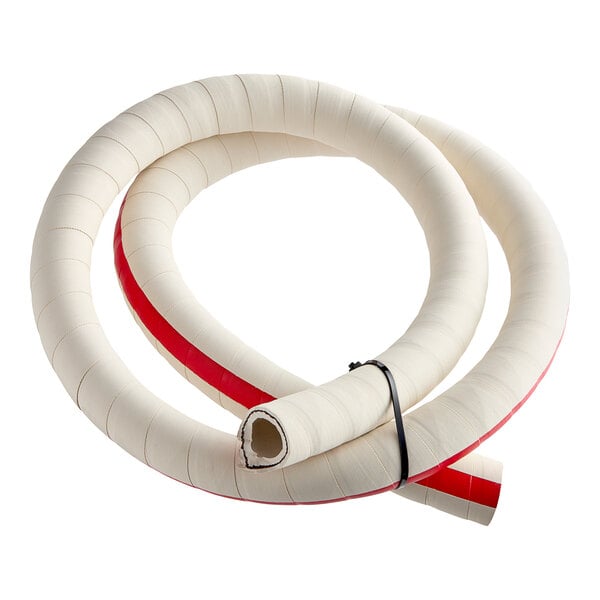 A white Cleveland hose with a red stripe.