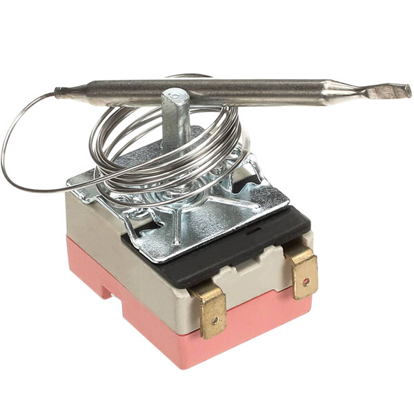 A Winholt H-220 thermostat, a small metal object with a wire attached.