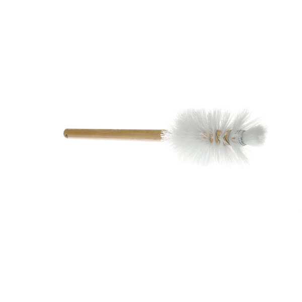 A white nylon brush with a wooden handle.