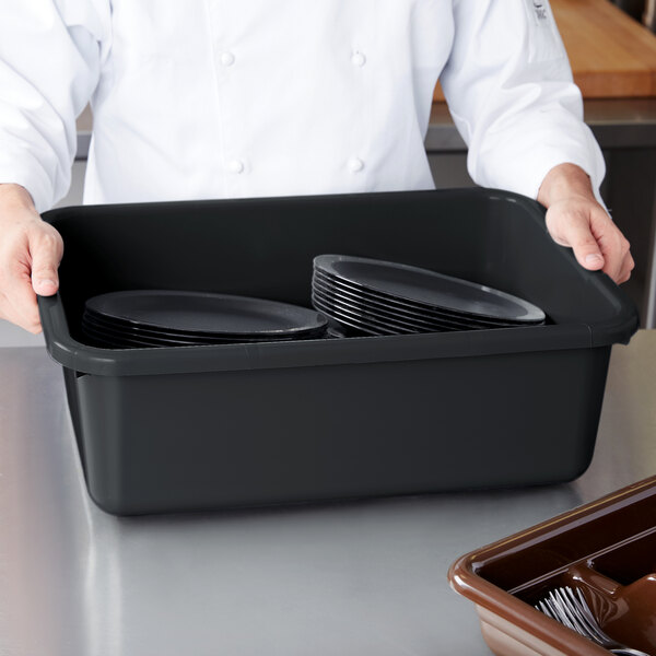Cambro Black Plastic Bus Box - 21x15x7 Inch Single Compartment Storage Container