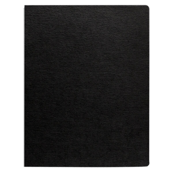 A black rectangular Fellowes Linen Texture binding system cover.