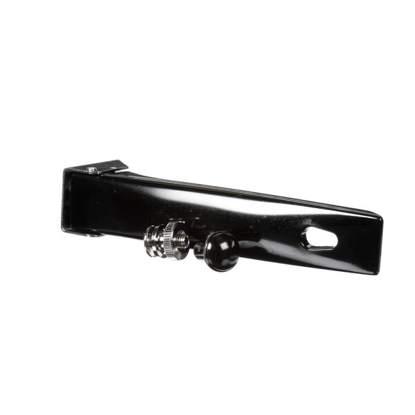A black metal handle with a ball on it.