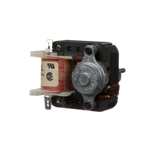 A Hussmann Evap Fan Motor, a small metal and plastic device with a small motor on top.