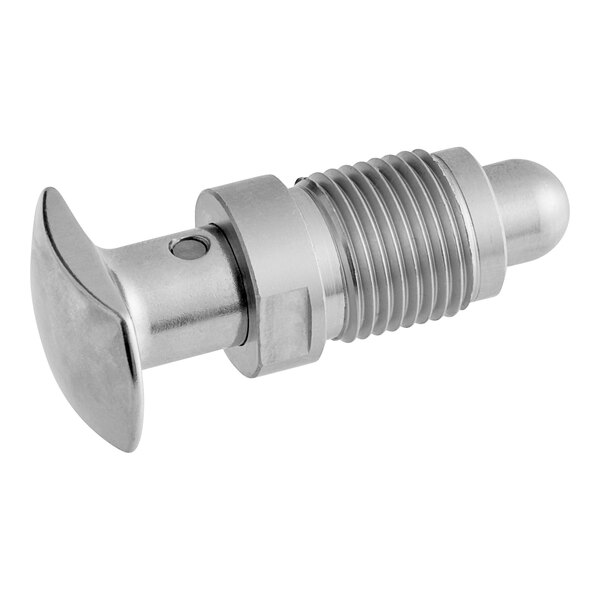 A stainless steel plunger assembly with a screw.