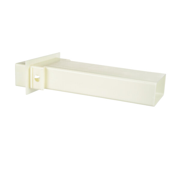 A white rectangular Scotsman ice chute lower with a hole.