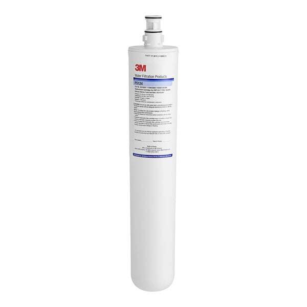 A white 3M water filter cartridge with a blue label.
