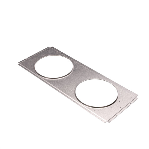 A metal plate with two circles.