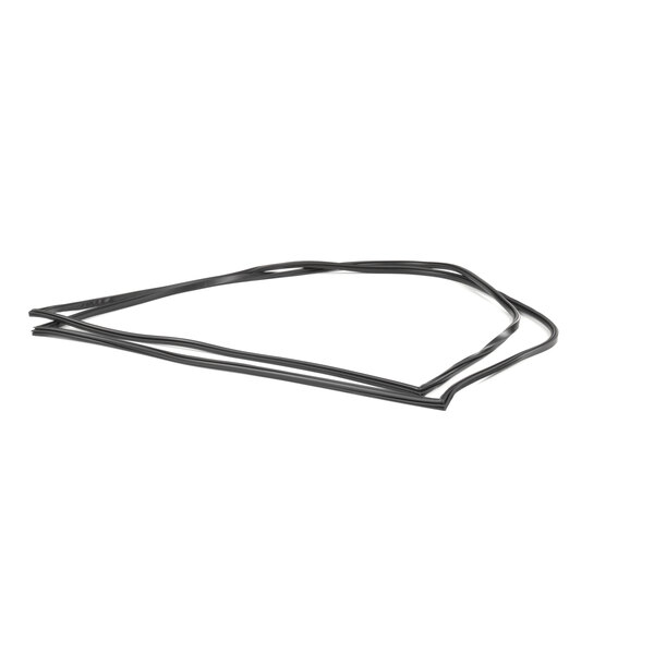A black rubber door gasket for a refrigerator with a white background.