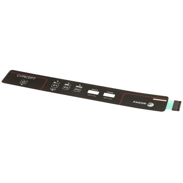 A black rectangular Fagor touch pad with white text and buttons.