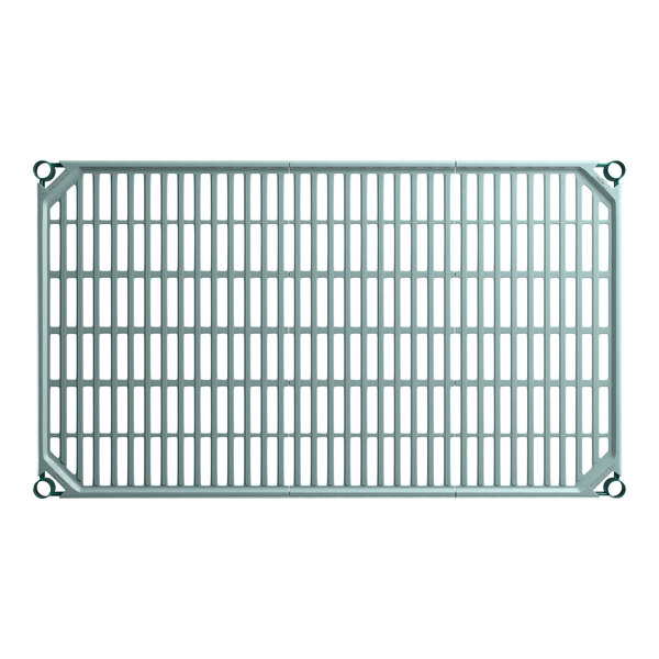 A rectangular, vented plastic shelf with a grid pattern and reinforced edges, measuring 24 by 42 inches.