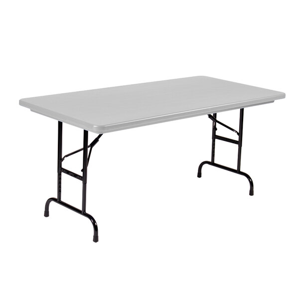Correll Adjustable Height Folding Table 30 X 60 Plastic Gray Standard Legs R Series Ra3060
