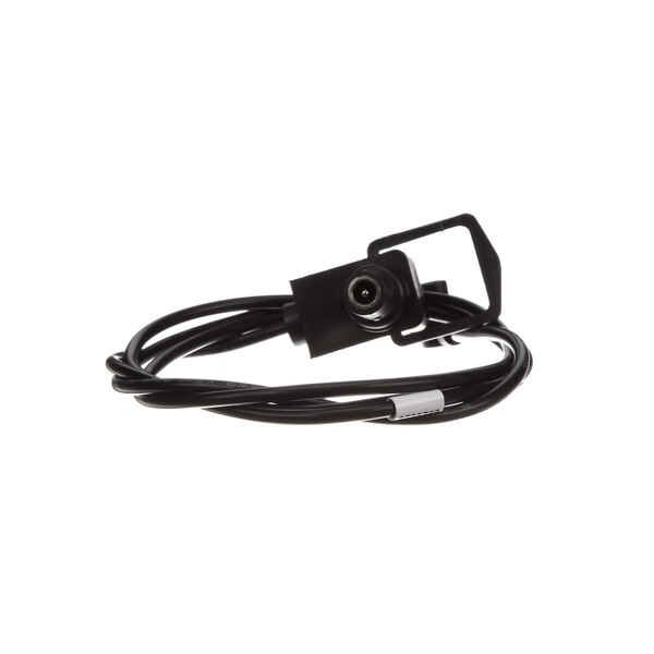A black cable with a white connector on the end.