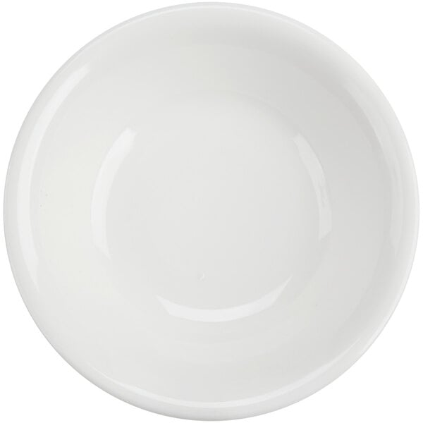 A Homer Laughlin bright white china monkey dish with a white background.