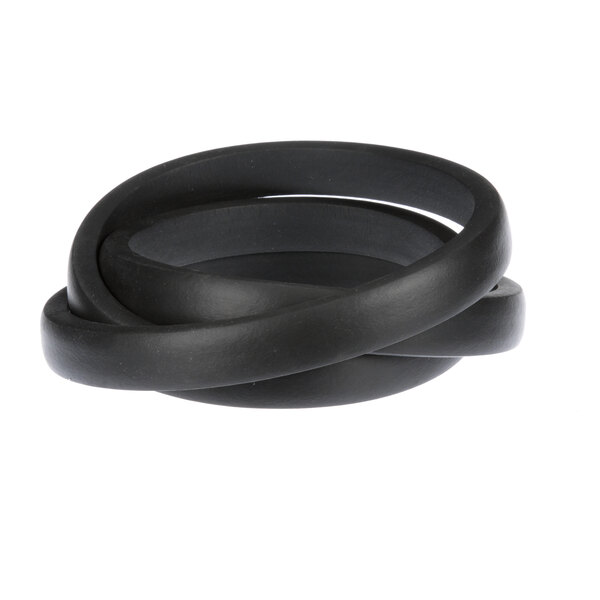 A close-up of a black rubber sponge gasket.