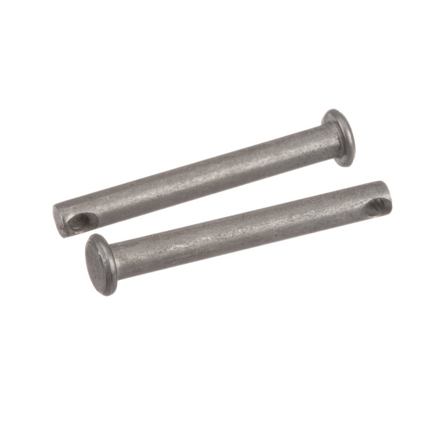 Two metal clevis pins with a metal rod.
