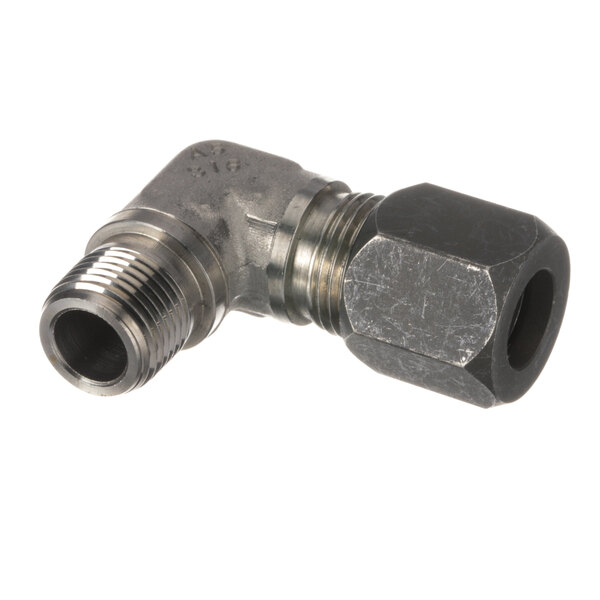 A stainless steel American Dish Service pipe fitting with a threaded end.