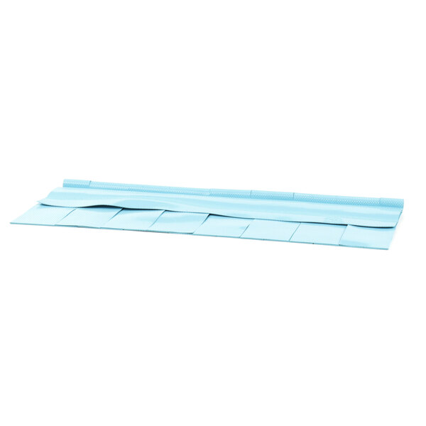 A blue rectangular plastic mat for a Champion 205328 curtain.