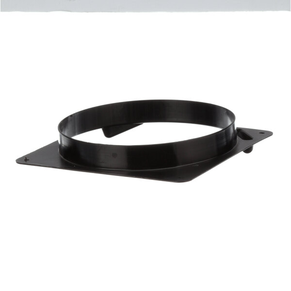 A black metal collar fan.