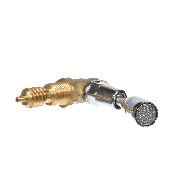 A close-up of a brass and silver water tap assembly for a Quality Espresso machine.