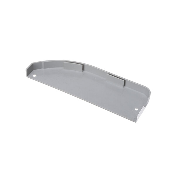 A grey plastic right side shelf with holes.