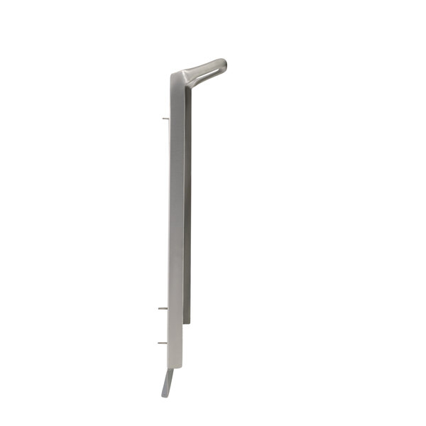 A silver metal rectangular cover with a metal handle.