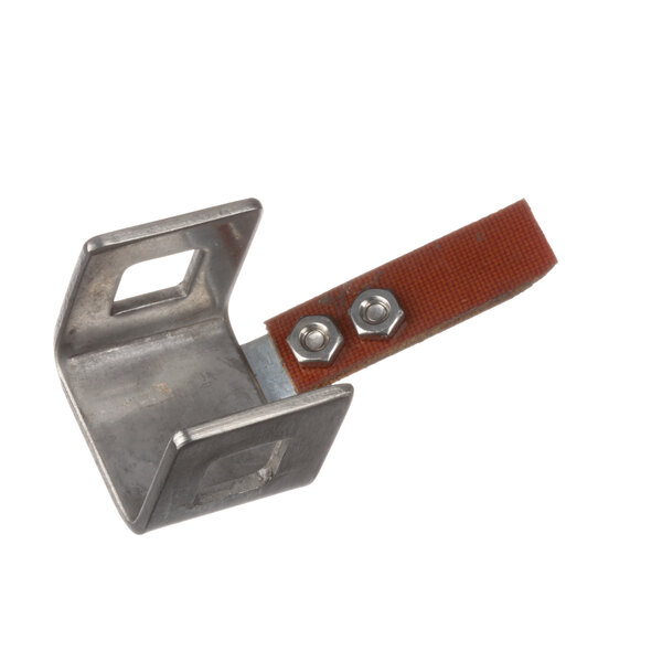 A metal corner with a screw and a screwdriver.