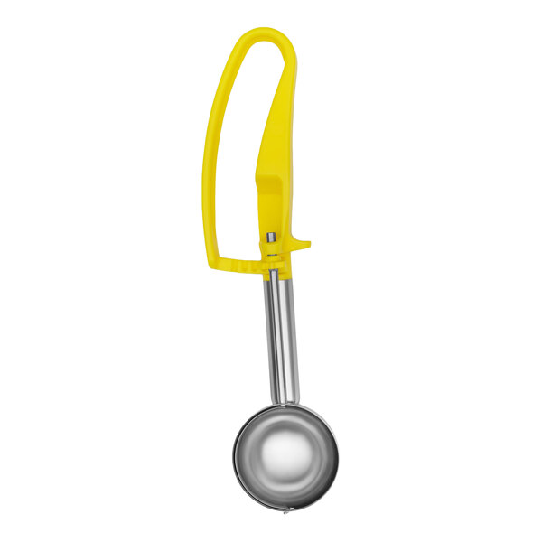 Vollrath 47375 Jacob's Pride® #20 Yellow Extended Length Squeeze Handle Disher - 1.8 oz.