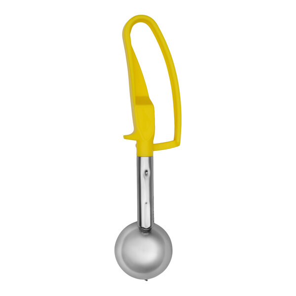 Vollrath 47375 Jacob's Pride® #20 Yellow Extended Length Squeeze Handle Disher - 1.8 oz.