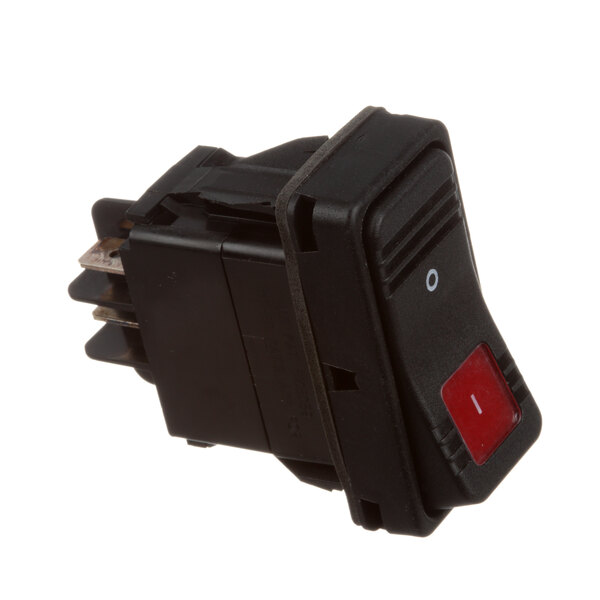 A black Thermodyne rocker switch with a red button.