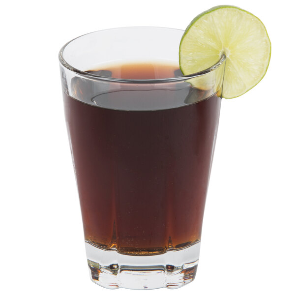 a lime wedge on a glass