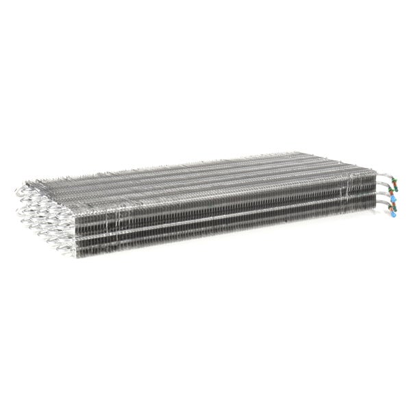 A close-up of a Hussmann evaporator coil.