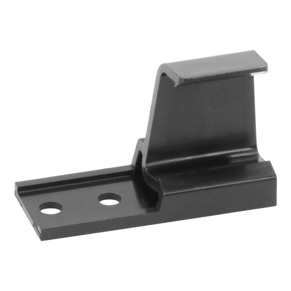 A black metal bracket with holes on the side.