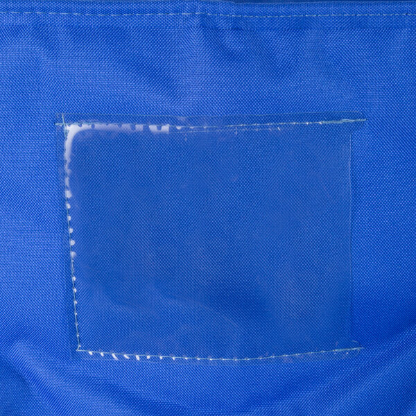 A blue Curtron Insul-Cover with a clear plastic pocket for labeling.