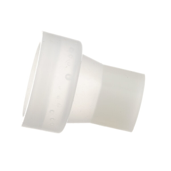A white plastic tube with a small hole on a white background.