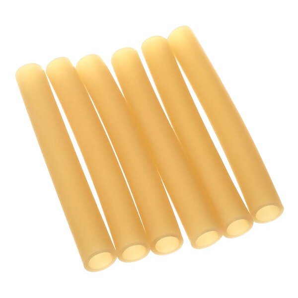 A close-up of yellow silicone SureShot Solutions M-05-041E-SP dispense tubes.