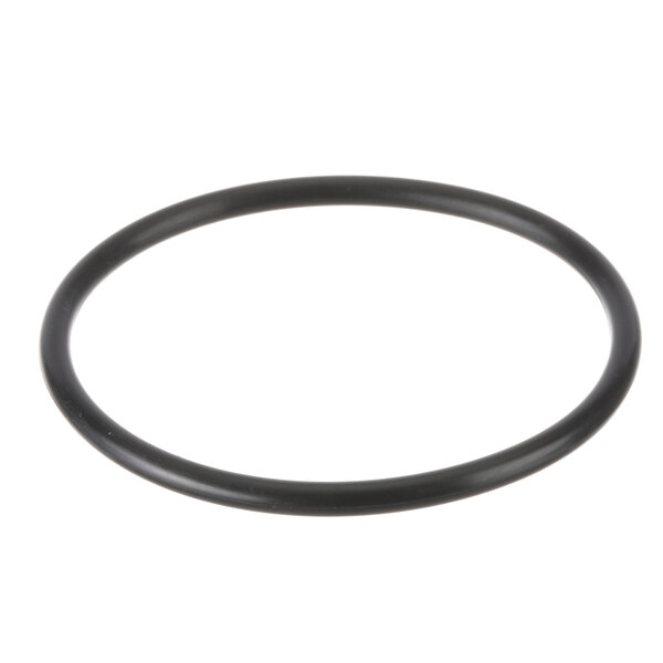 A black round O-ring with a white background.