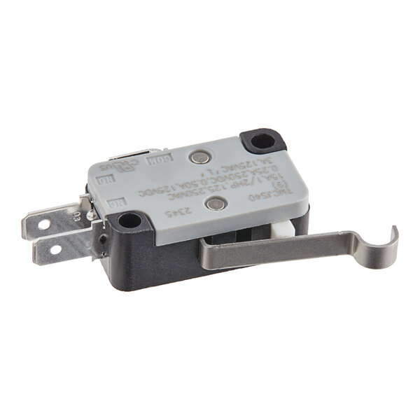 A close-up of a grey and black Hobart Miniature Switch with a metal handle.