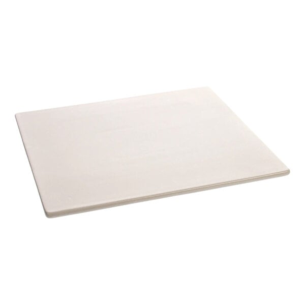 A white square glazed baking stone.