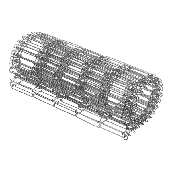 A rolled metal wire conveyor belt for a breading machine.