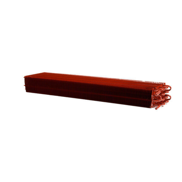 A red Hussmann EVP coil with black stripes on the long tubes.