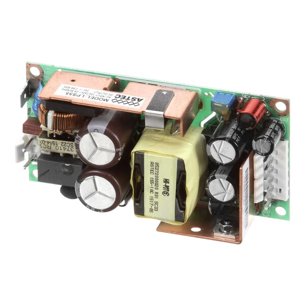 A close-up of the circuit board for a SureShot Solutions 28v power supply.
